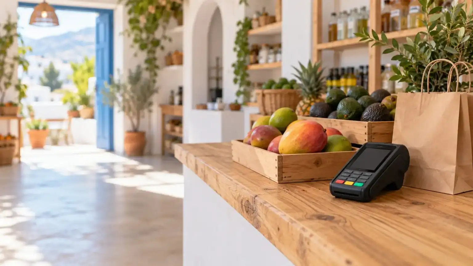 Management of consumer contracts 1 - abogado Nerja, abogado Torrox, abogado Velez Malaga, abogado Torre del Mar A shop counter in the Axarquía with quotes, receipts and a complaint forms sign