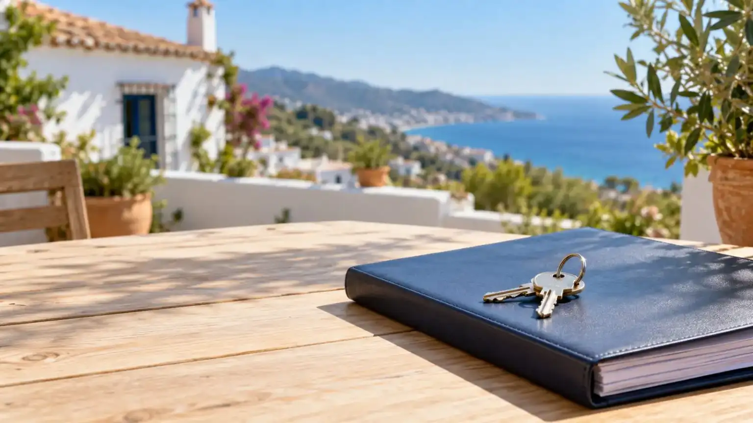 Mortgages 1 - abogado Nerja, abogado Torrox, abogado Velez Malaga, abogado Torre del Mar Mortgage deed with notary and Land Registry invoices on a table, next to a set of house keys
