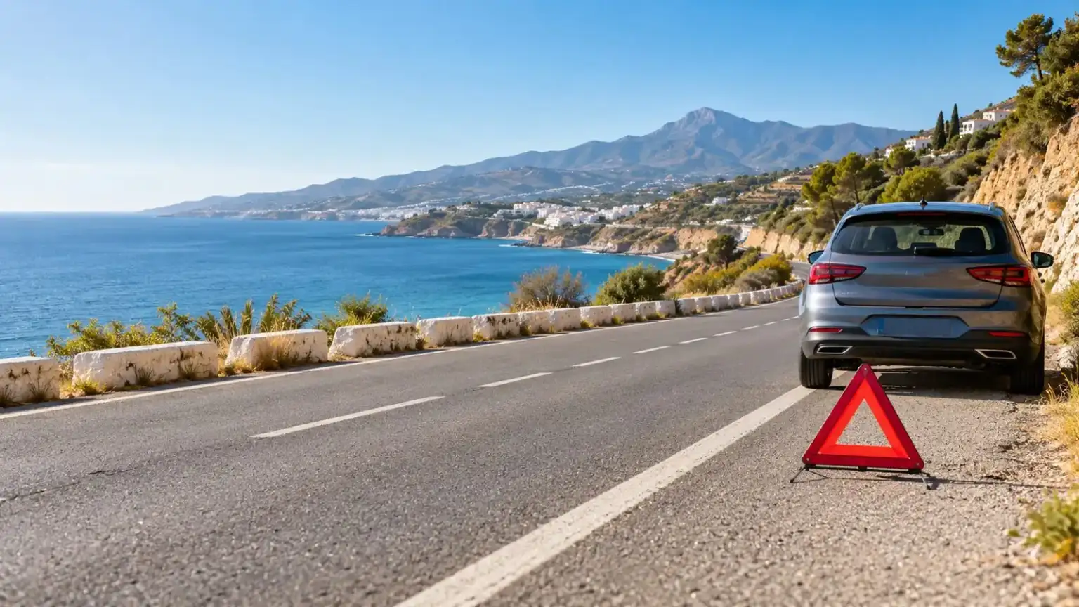 Traffic 1 - abogado Nerja, abogado Torrox, abogado Velez Malaga, abogado Torre del Mar Coastal road in the Axarquía with a European accident report form on a car seat